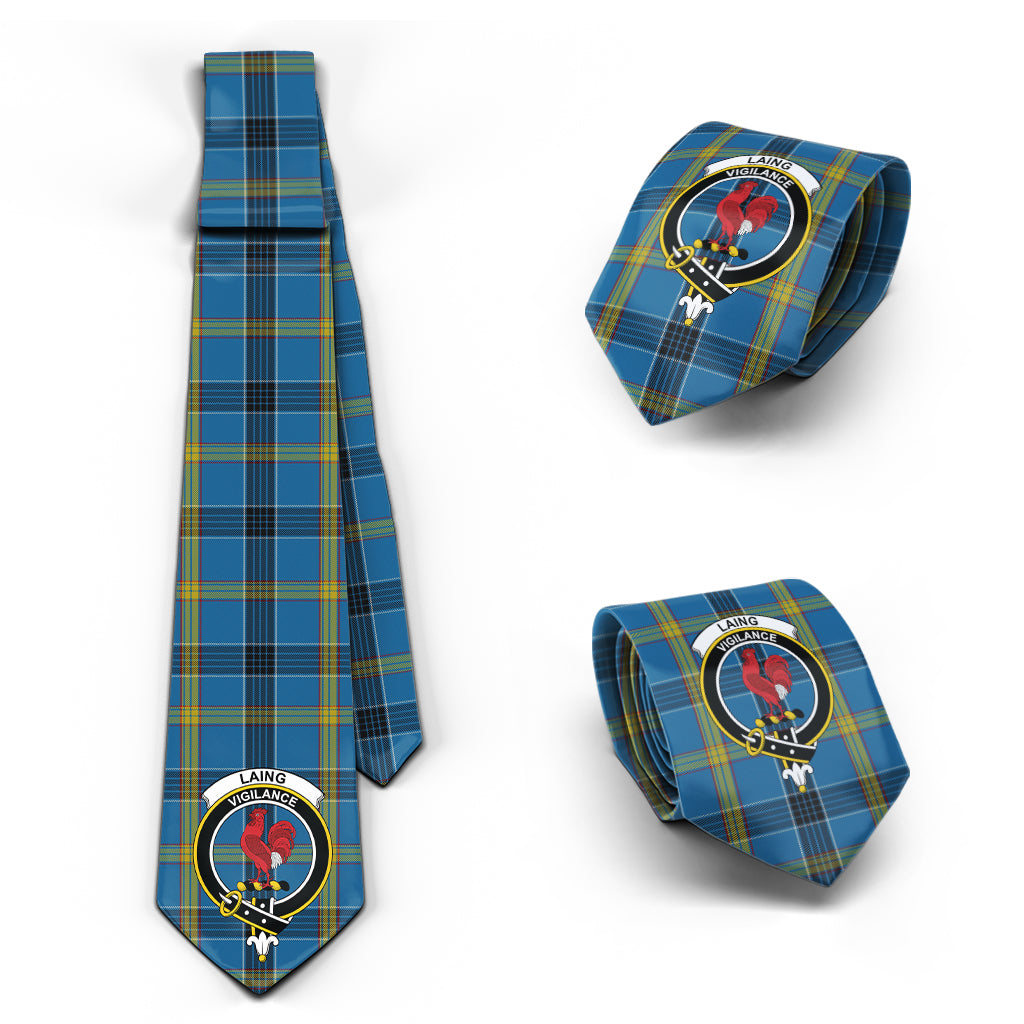 Laing Tartan Classic Necktie with Family Crest Necktie One Size - Tartan Vibes Clothing