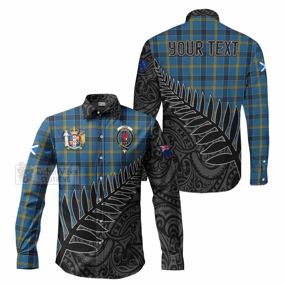 Tartan Vibes Clothing Laing Crest Tartan Long Sleeve Button Shirt with New Zealand Silver Fern Half Style