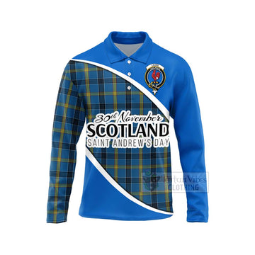 Laing Family Crest Tartan Long Sleeve Polo Shirt Celebrate Saint Andrew's Day in Style