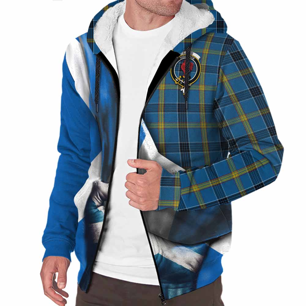 Tartan Vibes Clothing Laing Tartan Sherpa Hoodie with Family Crest Scotland Patriotic Style