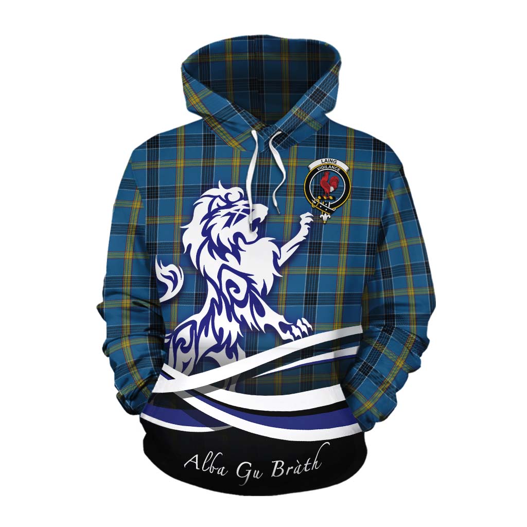 Tartan Vibes Clothing Laing Tartan Cotton Hoodie with Alba Gu Brath Regal Lion Emblem