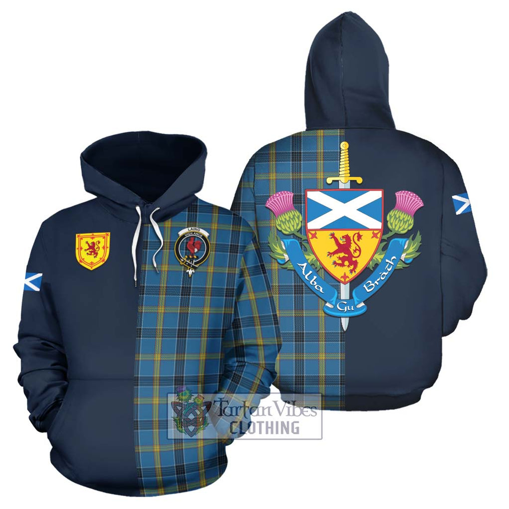 Tartan Vibes Clothing Laing Tartan Hoodie with Scottish Lion Royal Arm Half Style