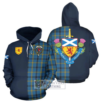 Laing Tartan Hoodie Alba with Scottish Lion Royal Arm Half Style