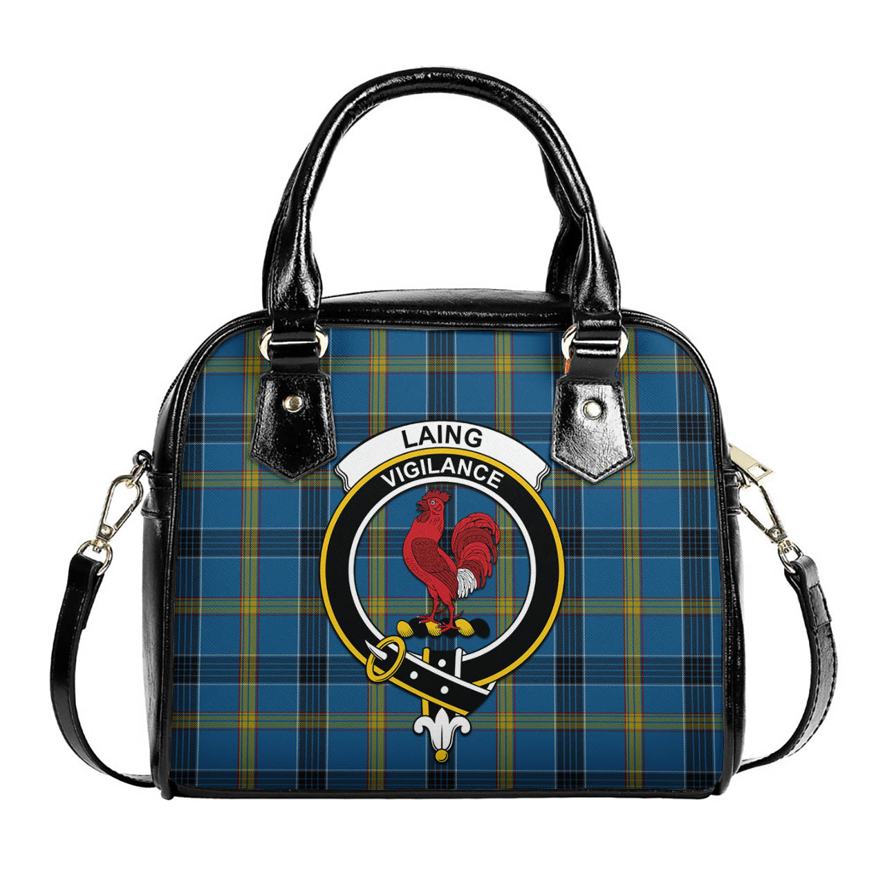 Laing Tartan Shoulder Handbags with Family Crest One Size 6*25*22 cm - Tartanvibesclothing