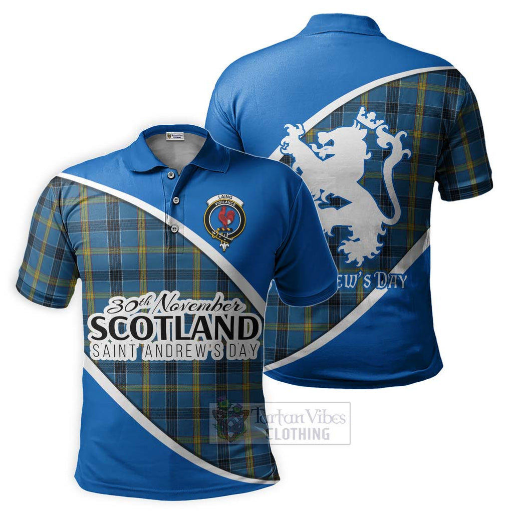 Tartan Vibes Clothing Laing Family Crest Tartan Polo Shirt Celebrate Saint Andrew's Day in Style