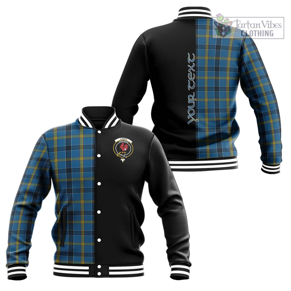 Laing Tartan Baseball Jacket with Family Crest and Half Of Me Style Unisex - Tartanvibesclothing Shop