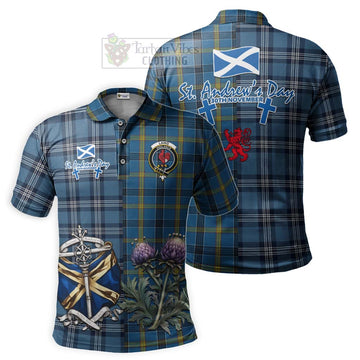 Laing Tartan Polo Shirt Happy St. Andrew's Day Half Tartan Style