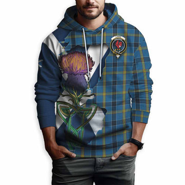 Laing Tartan Family Crest Hoodie Scottish Thistle Celtic Inspired Pullover Hoodie - Tartan Vibes Clothing