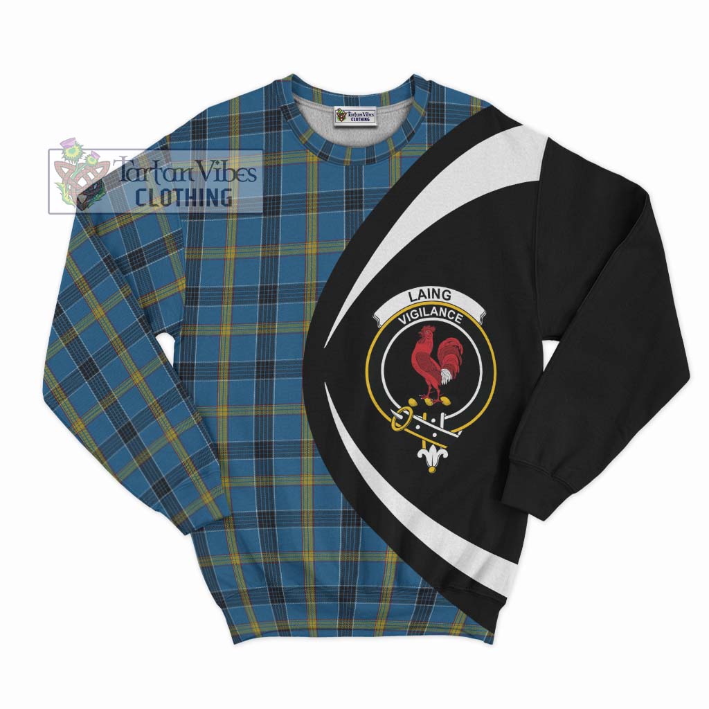 Laing Tartan Sweatshirt with Family Crest Circle Style Unisex - Tartan Vibes Clothing