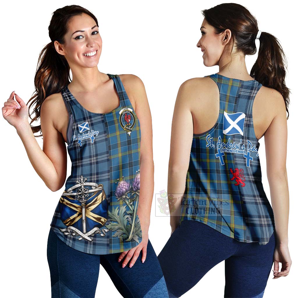 Tartan Vibes Clothing Laing Tartan Women's Racerback Tanks Happy St. Andrew's Day Half Tartan Style