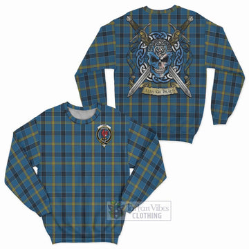 Laing Tartan Sweatshirt with Family Crest Celtic Skull Style