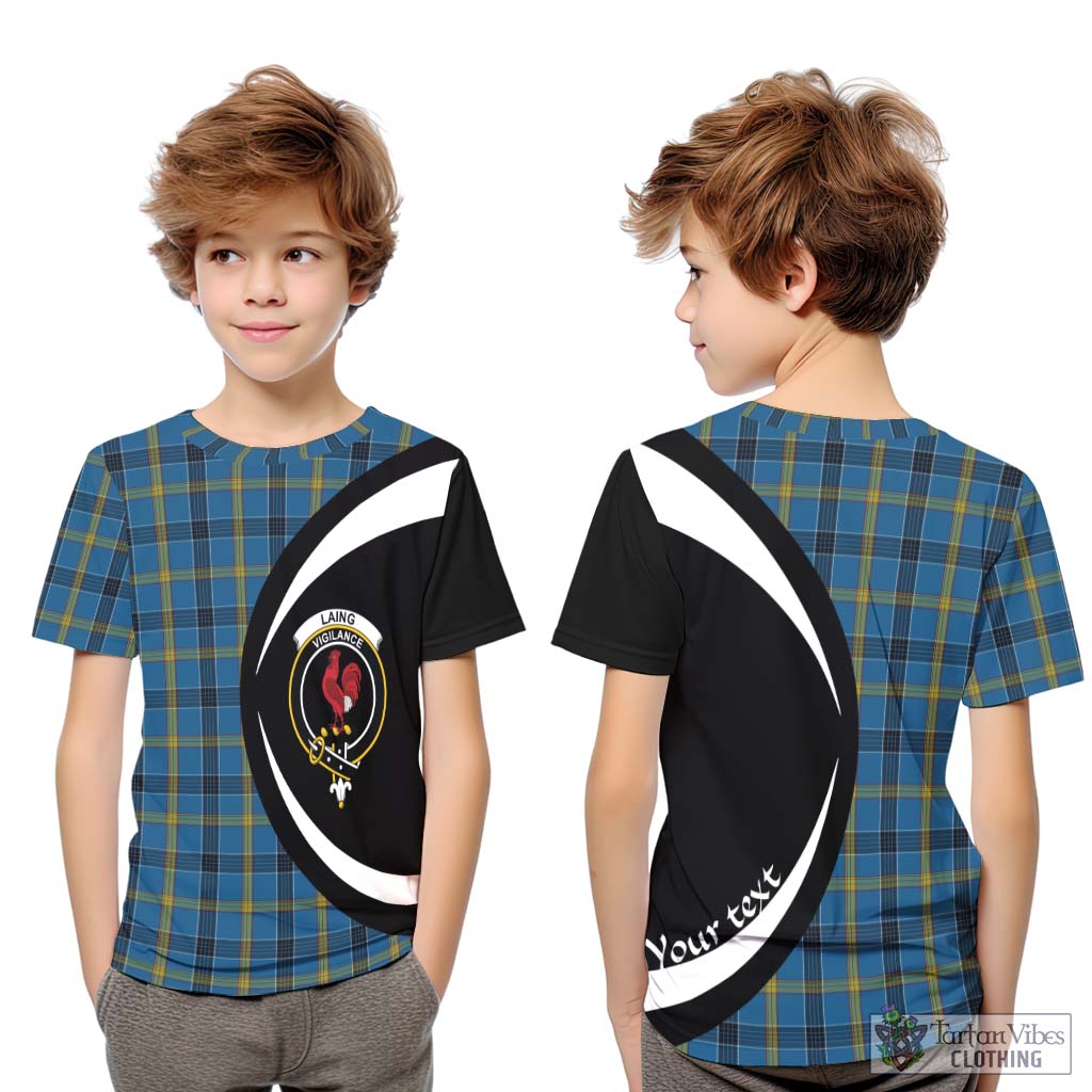 Laing Tartan Kid T-Shirt with Family Crest Circle Style Youth XL Size14 - Tartan Vibes Clothing