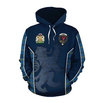 Laing Tartan Cotton Hoodie with Family Crest and Lion Rampant Vibes Sport Style