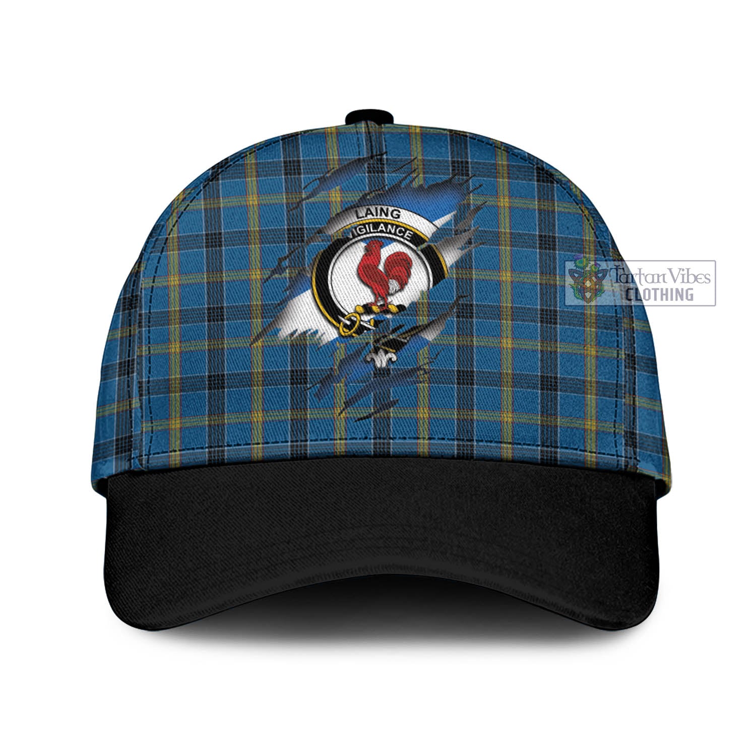 Tartan Vibes Clothing Laing Tartan Classic Cap with Family Crest In Me Style