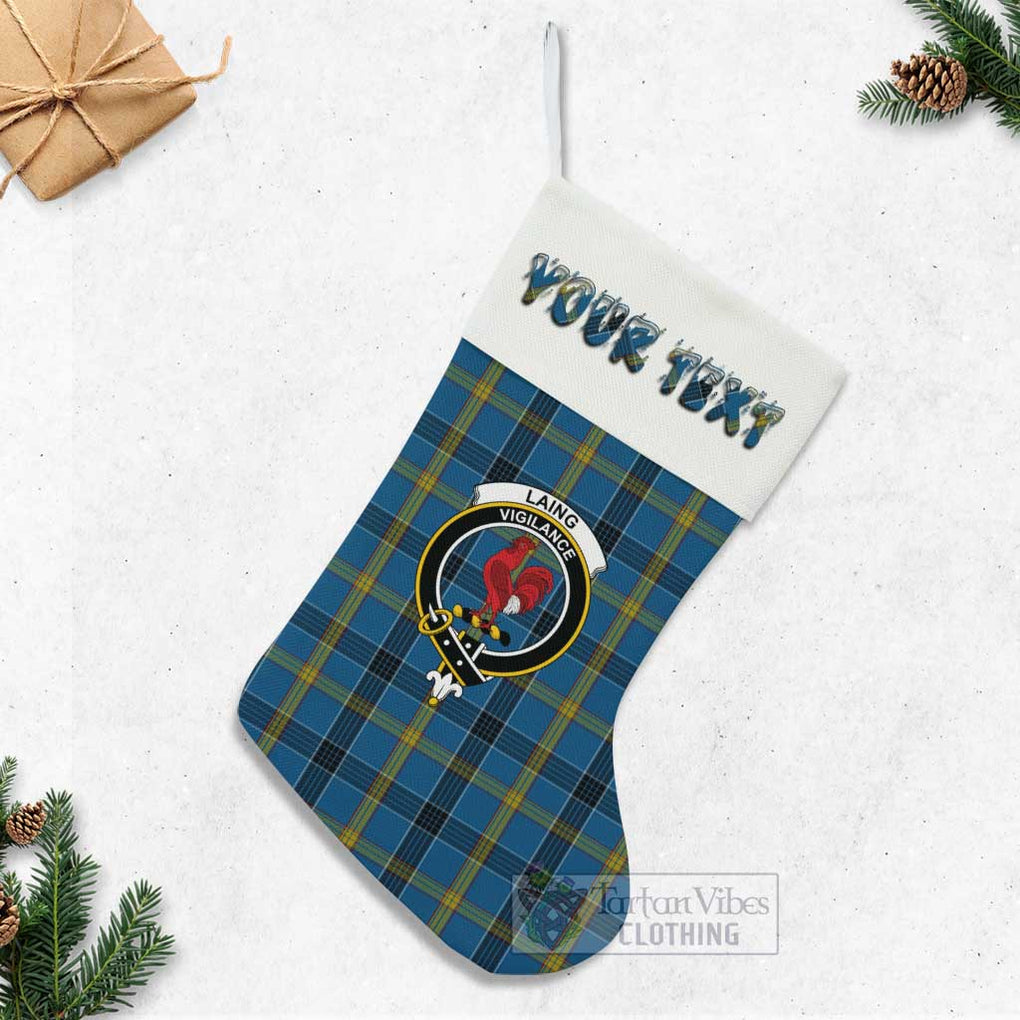 Tartan Vibes Clothing Laing Tartan Family Crest Christmas Stocking with Personalized Text