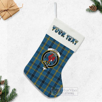 Laing Tartan Family Crest Christmas Stocking with Personalized Text