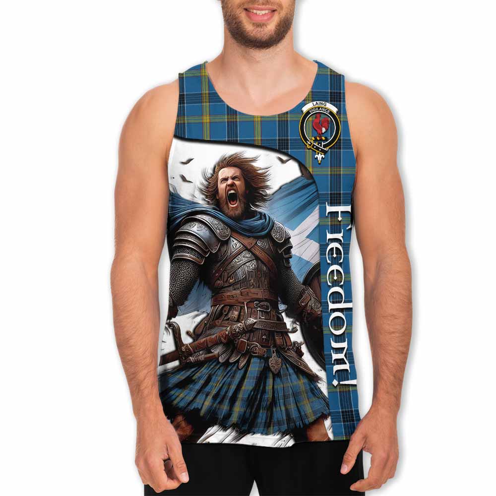 Tartan Vibes Clothing Laing Crest Tartan Men's Tank Top Inspired by the Freedom of Scottish Warrior