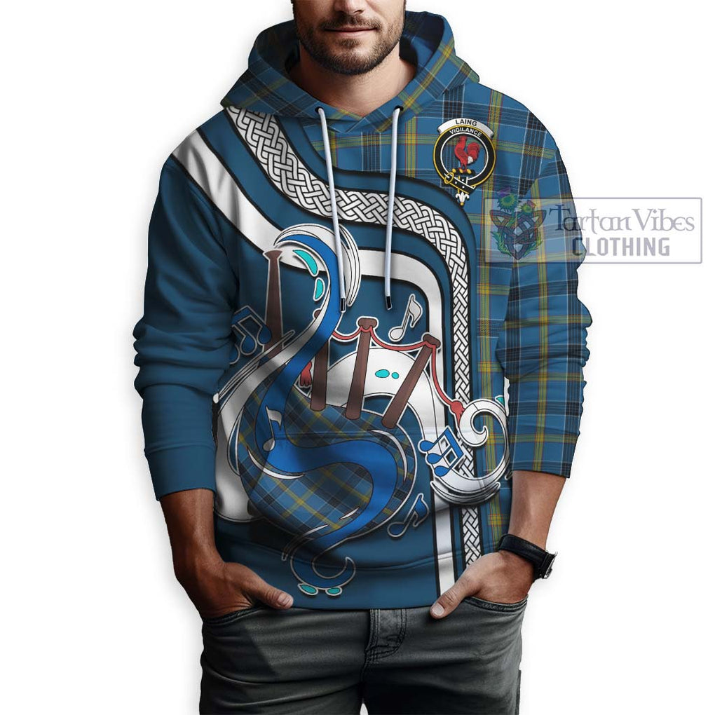 Laing Tartan Hoodie with Epic Bagpipe Style Zip Hoodie - Tartanvibesclothing Shop