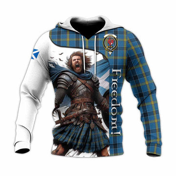 Laing Crest Tartan Knitted Hoodie Inspired by the Freedom of Scottish Warrior