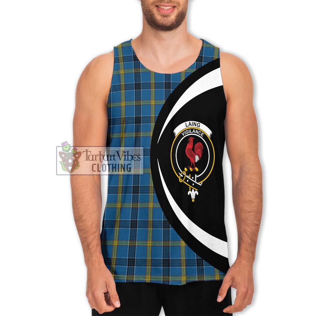 Laing Tartan Men's Tank Top with Family Crest Circle Style Men - Tartan Vibes Clothing