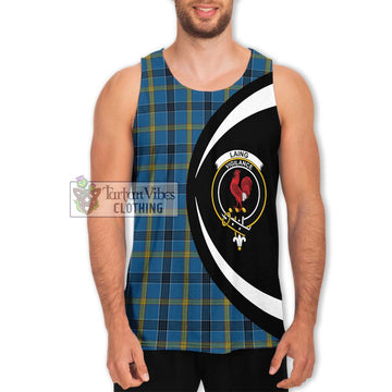 Laing Tartan Men's Tank Top with Family Crest Circle Style