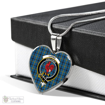 Laing Tartan Heart Necklace with Family Crest