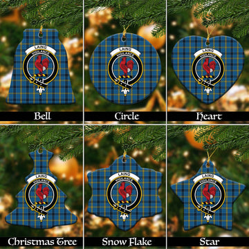 Laing Tartan Christmas Ceramic Ornaments with Family Crest