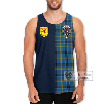 Laing Tartan Men's Tank Top Alba with Scottish Lion Royal Arm Half Style