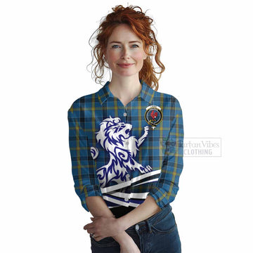 Laing Tartan Women's Casual Shirt with Alba Gu Brath Regal Lion Emblem