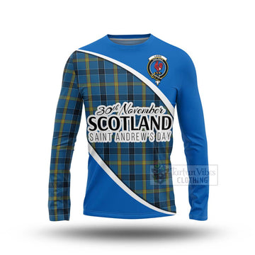 Laing Family Crest Tartan Long Sleeve T-Shirt Celebrate Saint Andrew's Day in Style