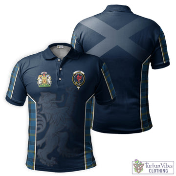 Laing Tartan Men's Polo Shirt with Family Crest and Lion Rampant Vibes Sport Style