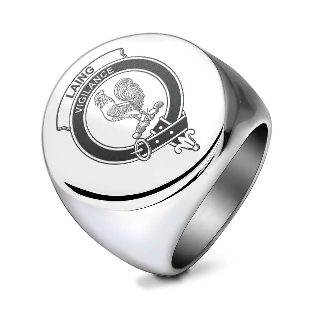 Tartan Vibes Clothing Laing Clan Crest Engraved Ring