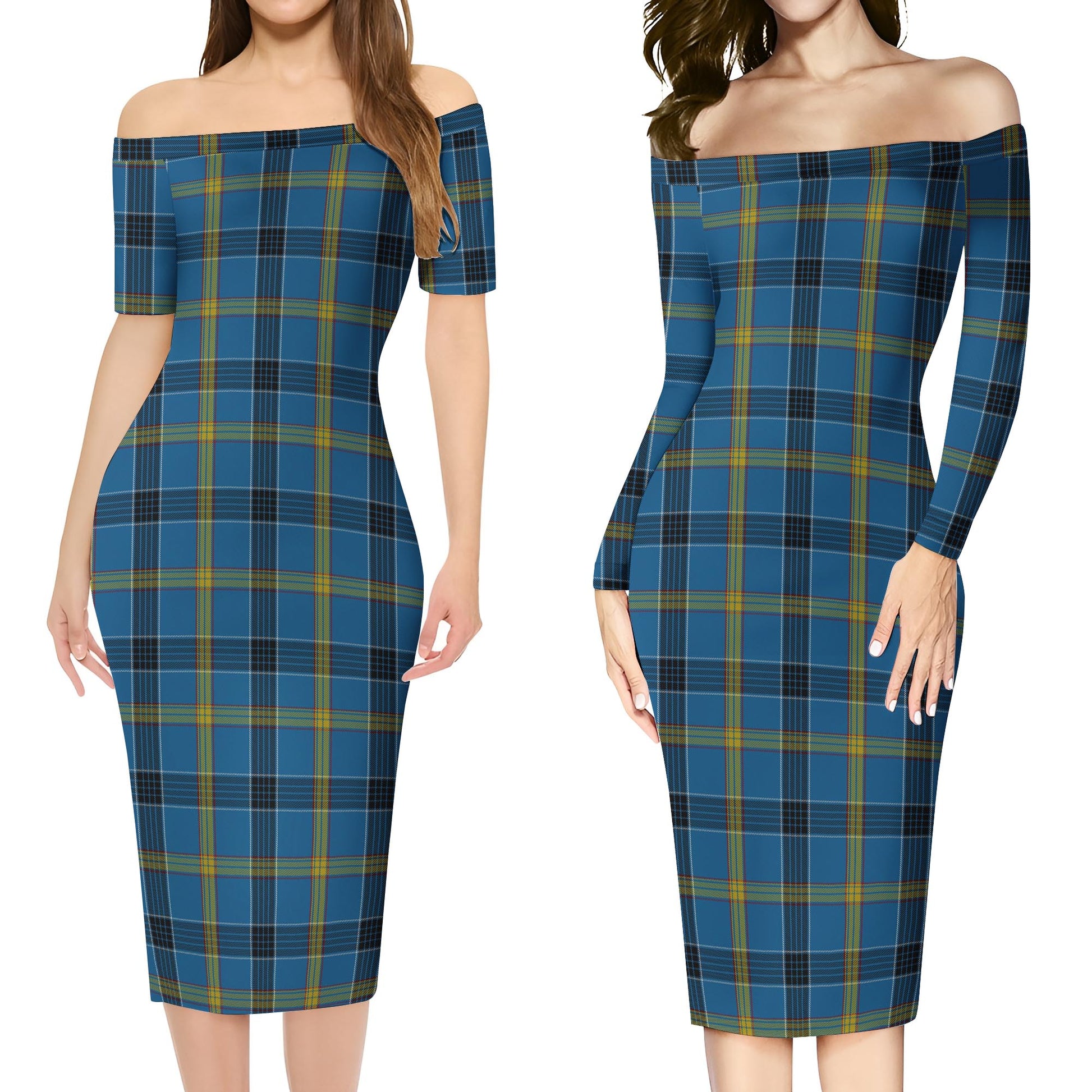 Laing Tartan Off Shoulder Lady Dress Women's Dress - Tartanvibesclothing