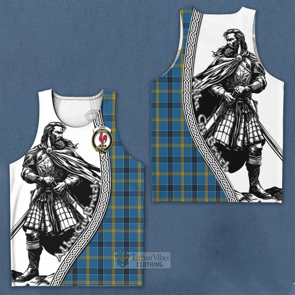 Tartan Vibes Clothing Laing Tartan Clan Crest Men's Tank Top with Highlander Warrior Celtic Style