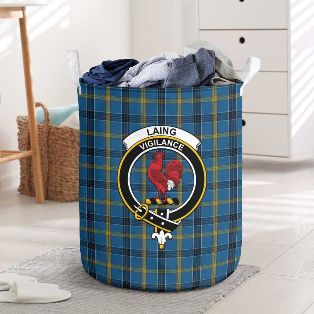 Laing Tartan Laundry Basket with Family Crest One Size - Tartanvibesclothing Shop