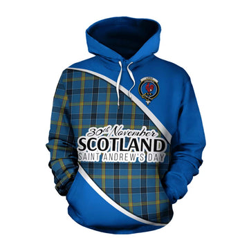 Laing Family Crest Tartan Cotton Hoodie Celebrate Saint Andrew's Day in Style