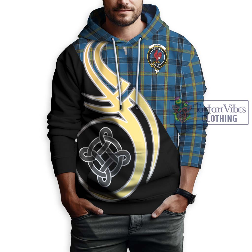 Laing Tartan Hoodie with Family Crest and Celtic Symbol Style Zip Hoodie - Tartan Vibes Clothing