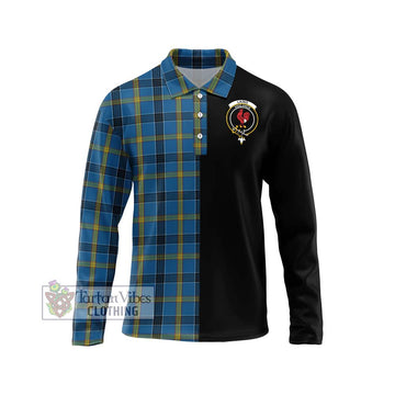 Laing Tartan Long Sleeve Polo Shirt with Family Crest and Half Of Me Style