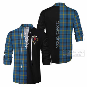 Laing Tartan Ghillie Kilt Shirt with Family Crest and Half Of Me Style