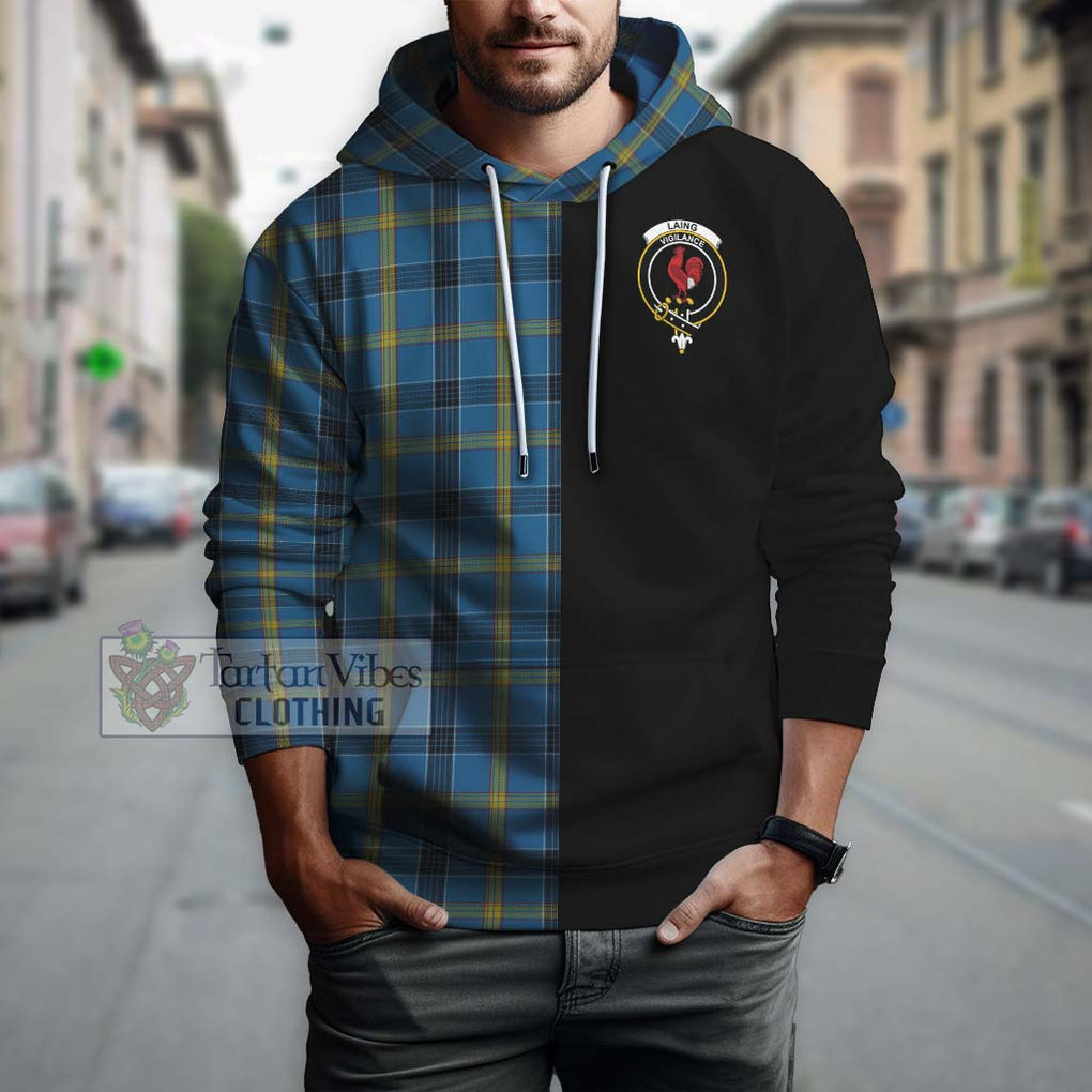 Laing Tartan Hoodie with Family Crest and Half Of Me Style Zip Hoodie - Tartanvibesclothing Shop