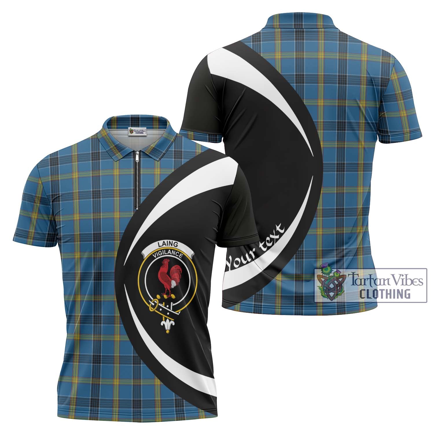 Tartan Vibes Clothing Laing Tartan Zipper Polo Shirt with Family Crest Circle Style