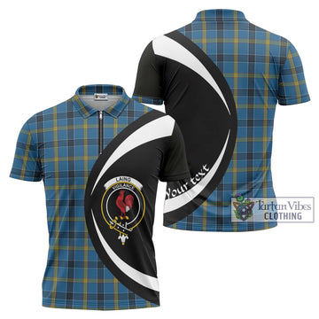 Laing Tartan Zipper Polo Shirt with Family Crest Circle Style