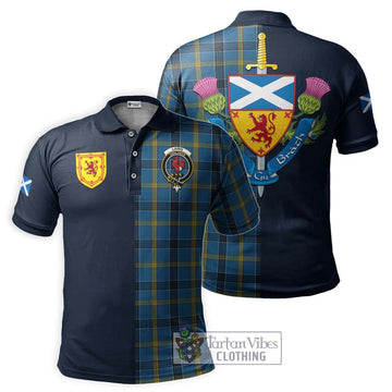 Laing Tartan Polo Shirt Alba with Scottish Lion Royal Arm Half Style