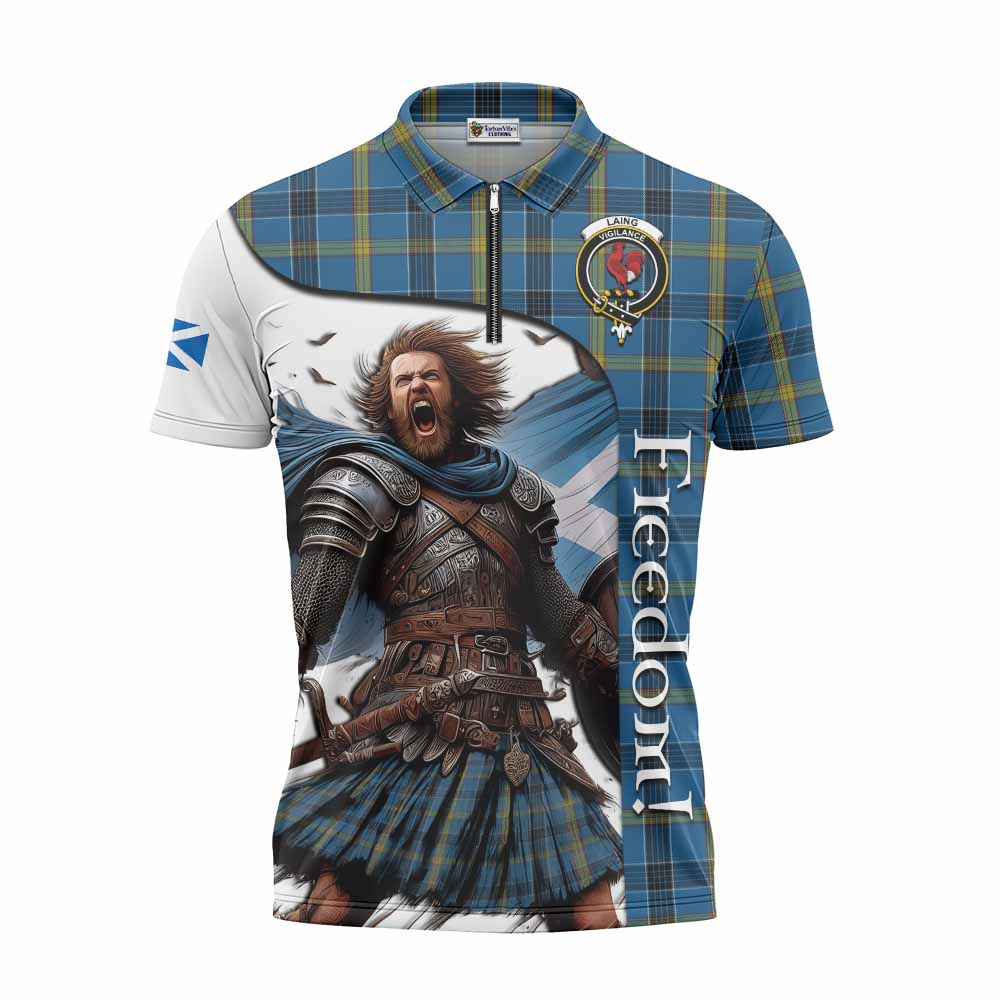 Tartan Vibes Clothing Laing Crest Tartan Zipper Polo Shirt Inspired by the Freedom of Scottish Warrior