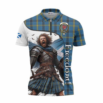 Laing Crest Tartan Zipper Polo Shirt Inspired by the Freedom of Scottish Warrior