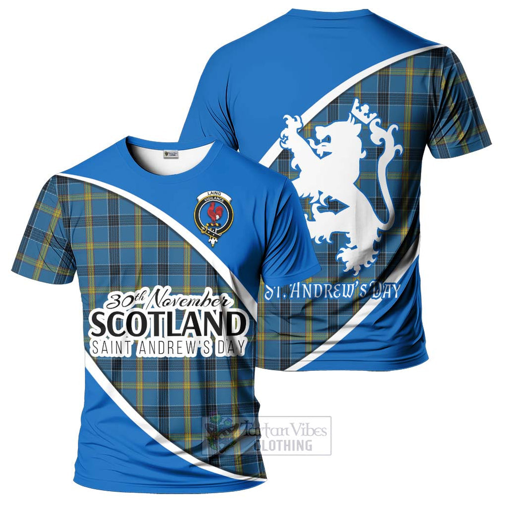 Tartan Vibes Clothing Laing Family Crest Tartan T-Shirt Celebrate Saint Andrew's Day in Style