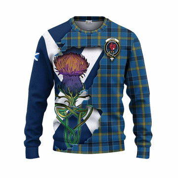 Laing Tartan Family Crest Knitted Sweater Scottish Thistle Celtic Inspired Unisex - Tartan Vibes Clothing
