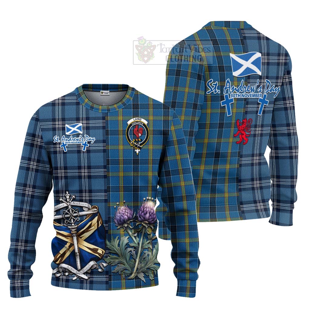 Tartan Vibes Clothing Laing Tartan Knitted Sweater Happy St. Andrew's Day Half Tartan Style