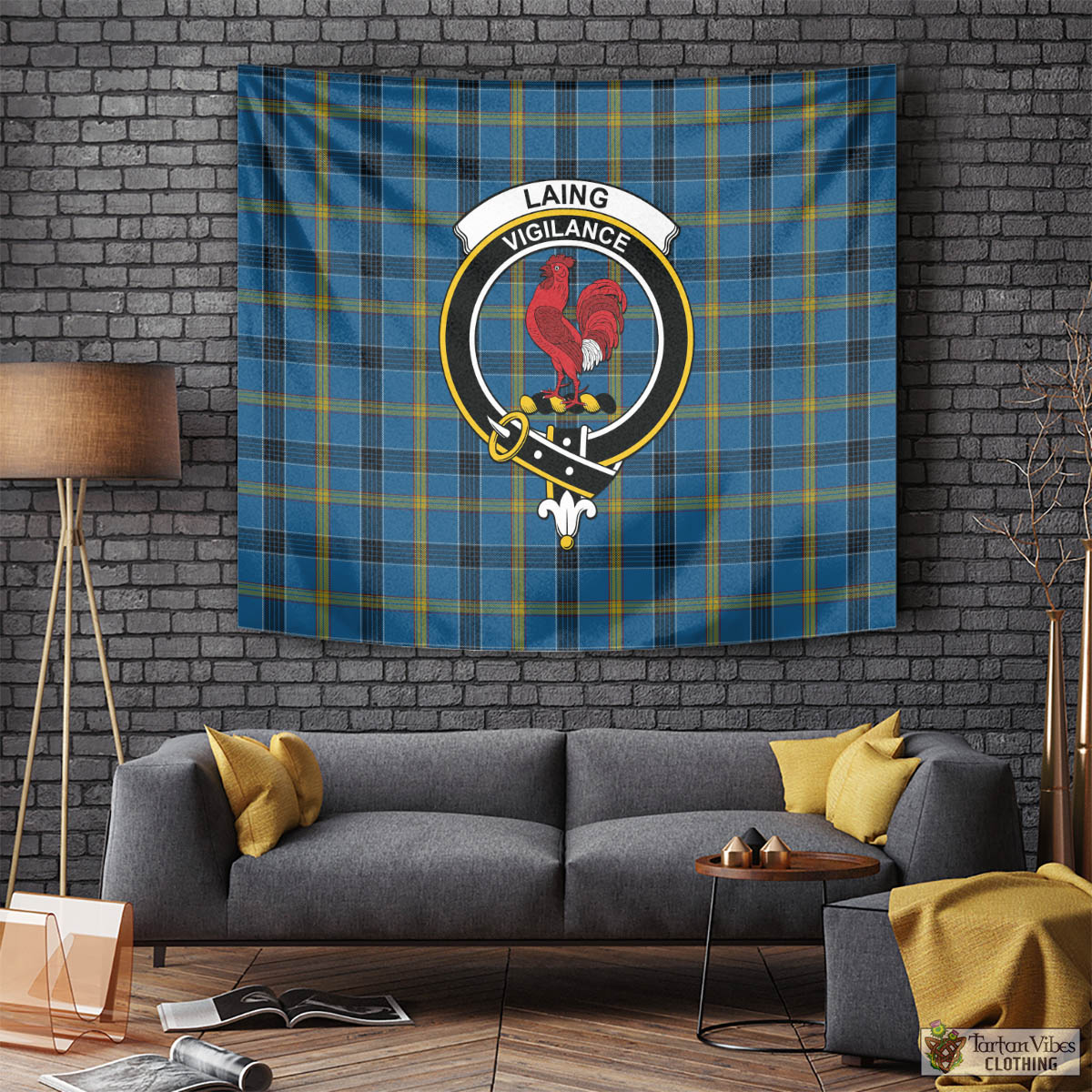 Tartan Vibes Clothing Laing Tartan Tapestry Wall Hanging and Home Decor for Room with Family Crest