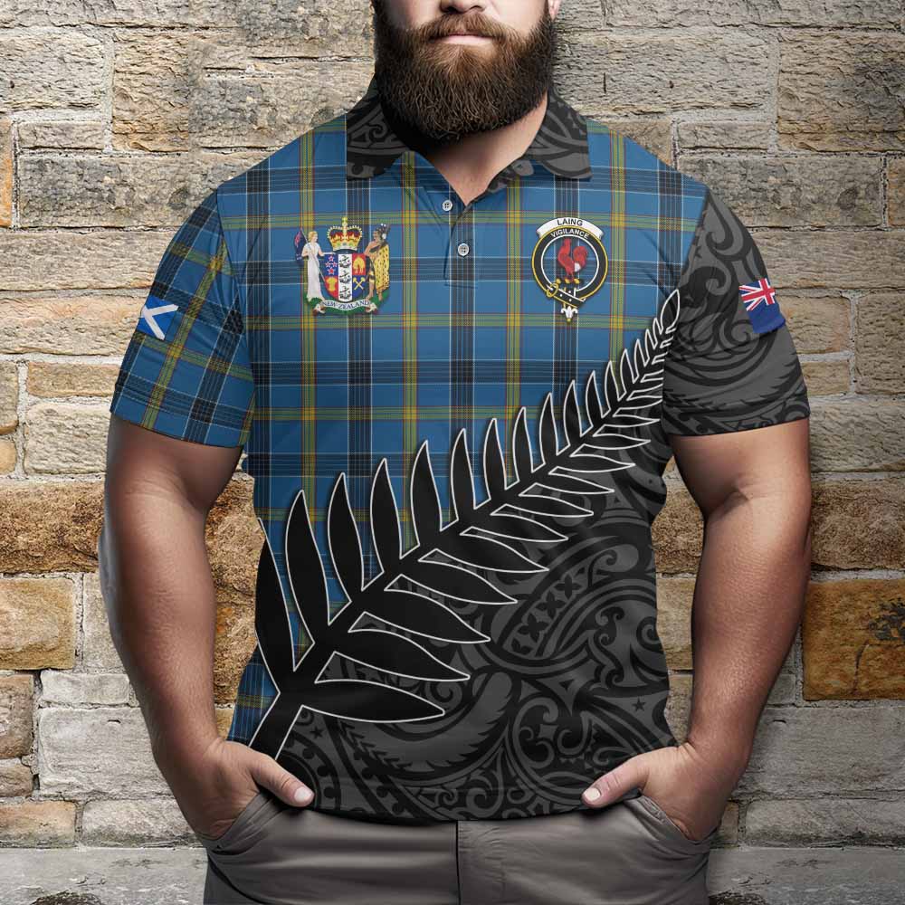 Laing Crest Tartan Polo Shirt with New Zealand Silver Fern Half Style